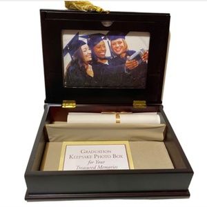 Graduation Wooden Photo Keepsake Box New In Box Gift idea for Grads and Family
